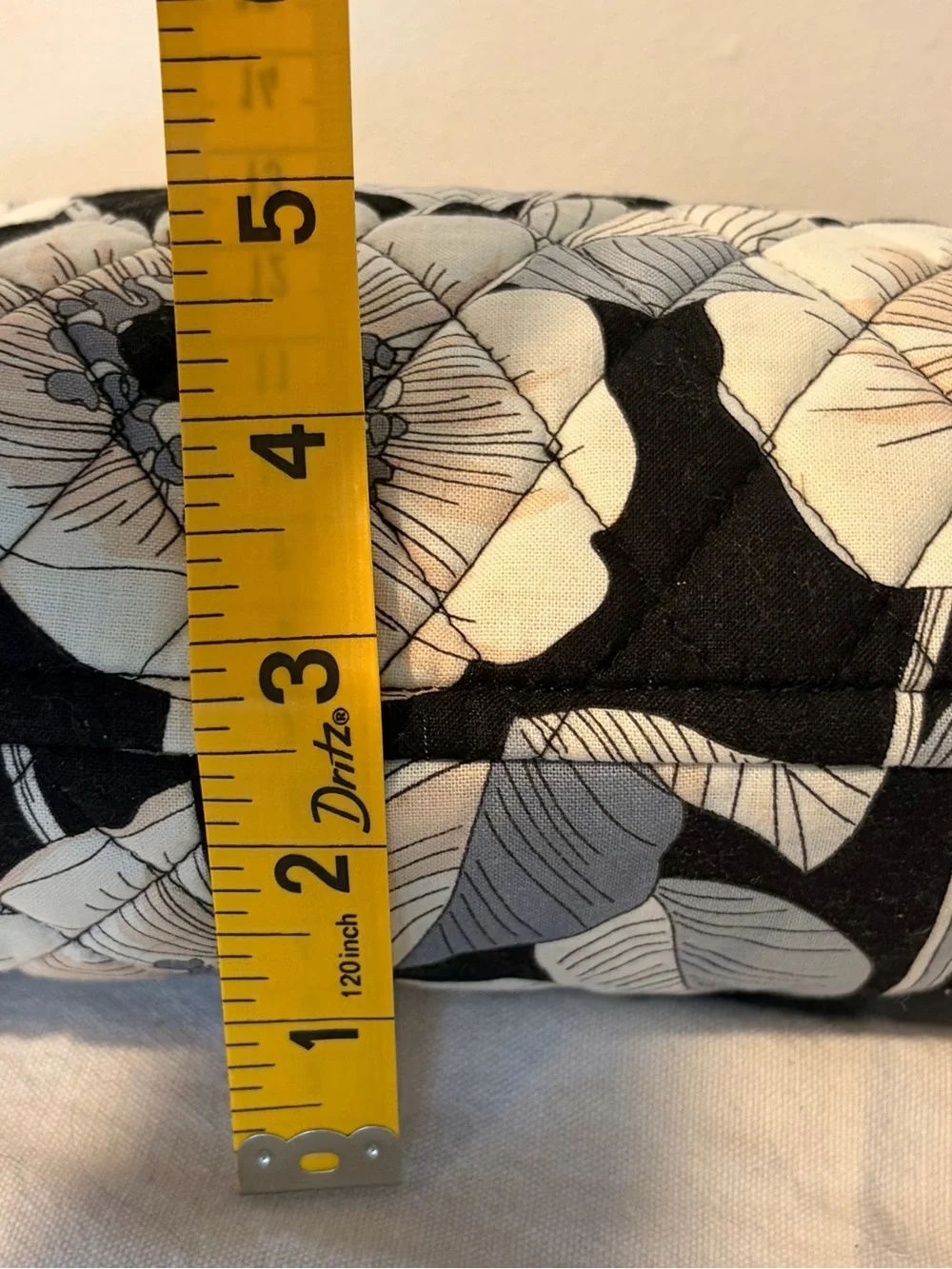 Vera Bradley Black, Cream & Gray Floral Quilted Cosmetic Pouch